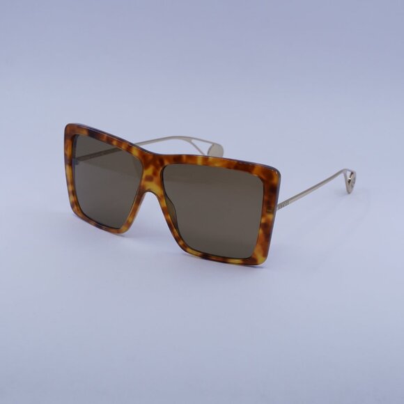 Gucci GG0434S 003 Sunglasses Havana/Gold Square Frame, Brown Lenses - Picture 7 of 10
